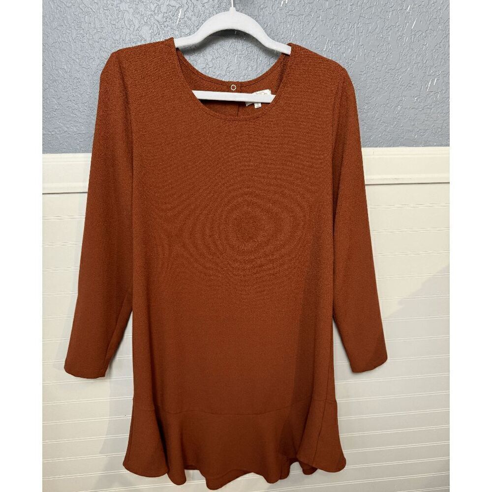Mudpie Women's Brown Minimalist Casual U-neckline Snap Drop Waist Dress Sz Small